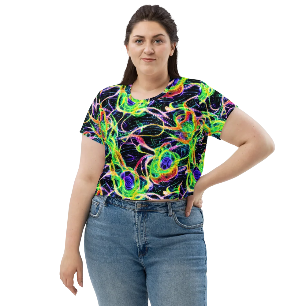 Neon Cell Garden on Crop Tee — Front