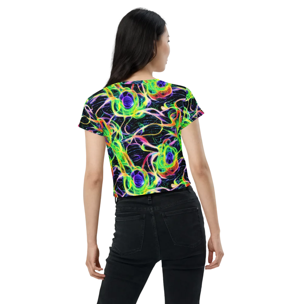 Neon Cell Garden on Crop Tee — Back