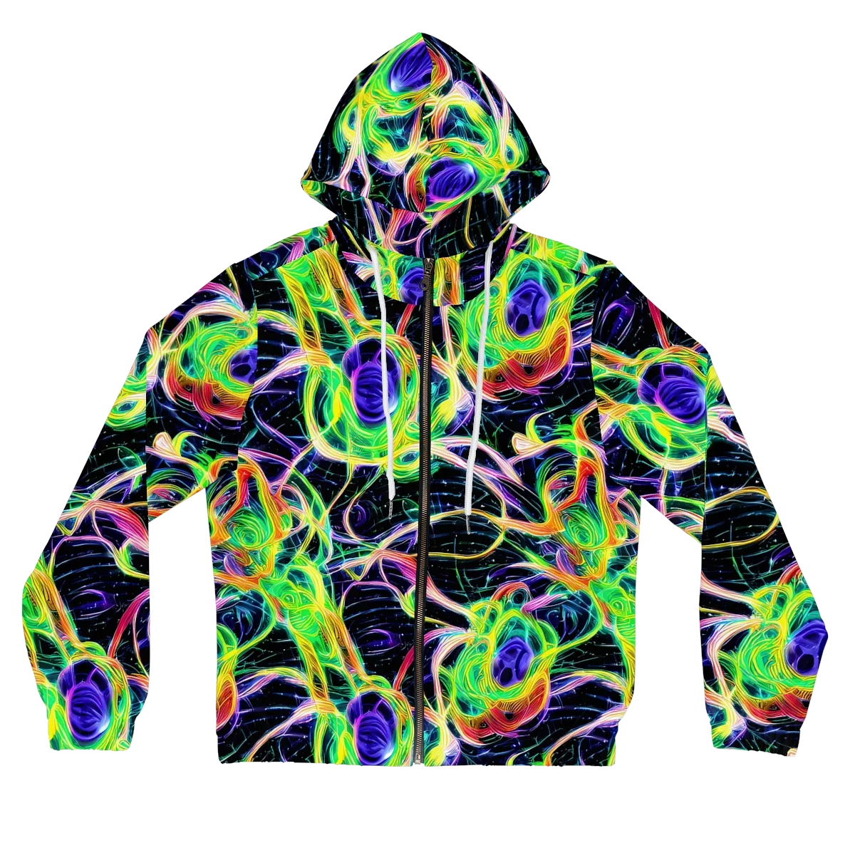 Neon Cell Garden on Women's Full-Zip Hoodie — Front