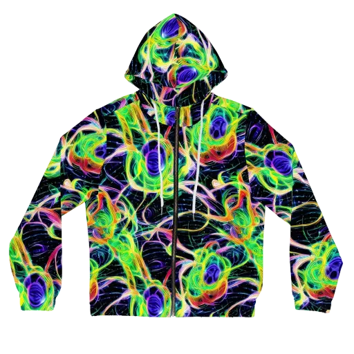 Neon Cell Garden on a Women's Full-Zip Hoodie