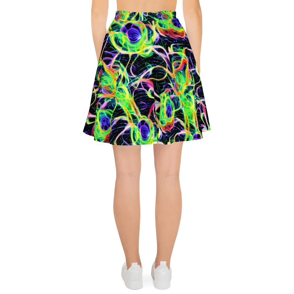 Neon Cell Garden on Skater Skirt — Back