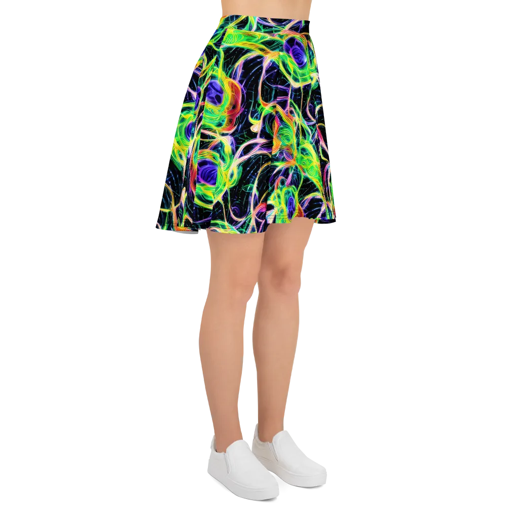 Neon Cell Garden on Skater Skirt — Right