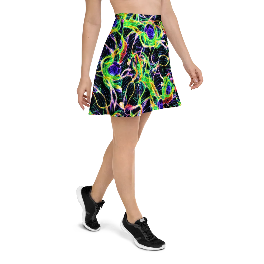 Neon Cell Garden on Skater Skirt — Right