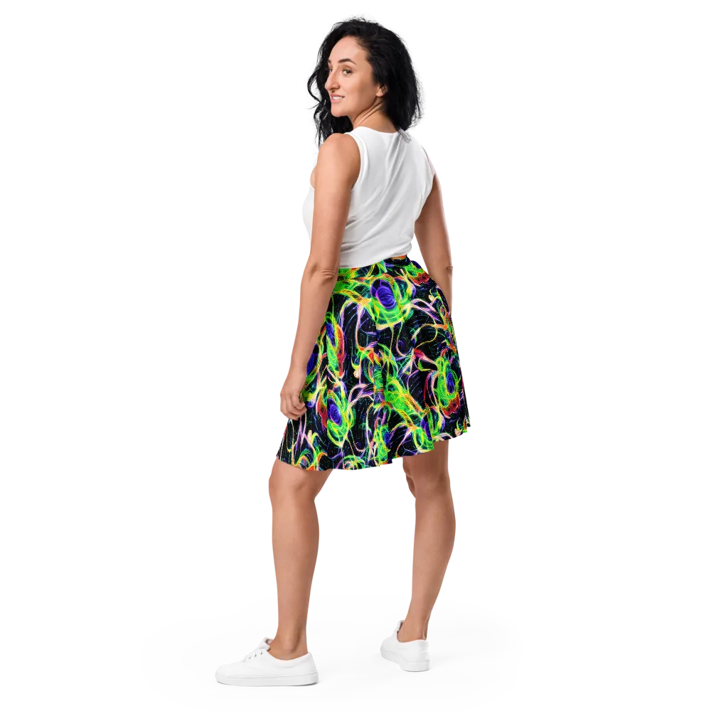 Neon Cell Garden on Skater Skirt — Back