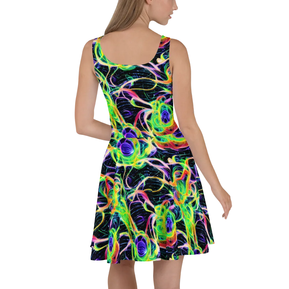Neon Cell Garden on Skater Dress — Back