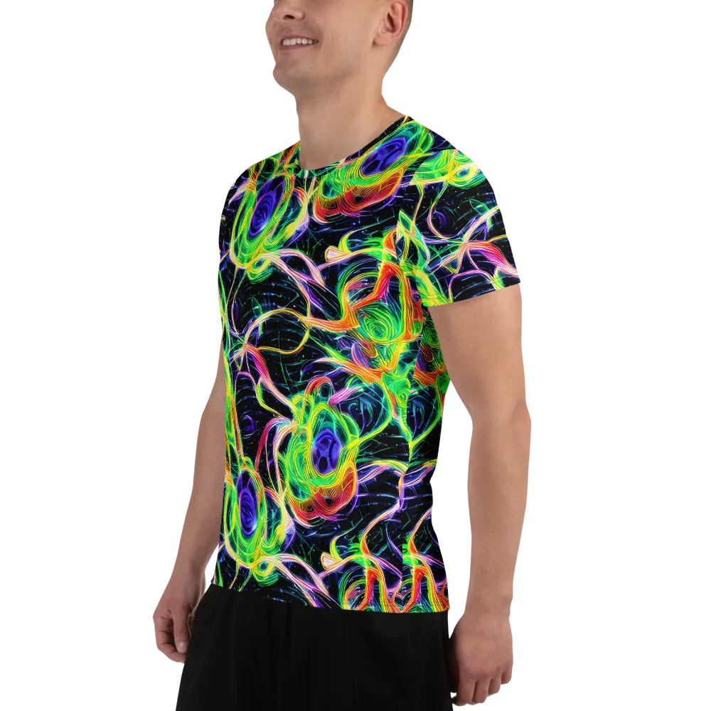 Neon Cell Garden on Men's Athletic T-Shirt — Left