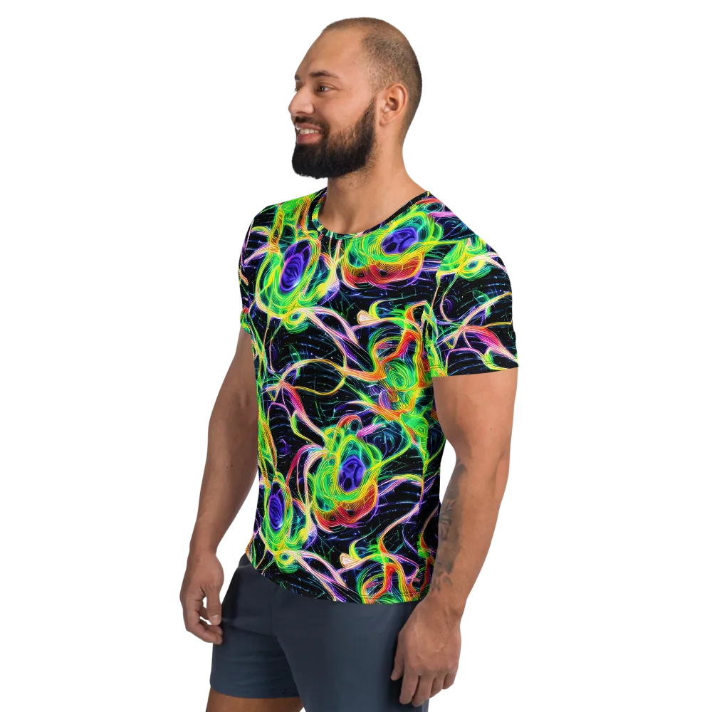 Neon Cell Garden on Men's Athletic T-Shirt — Left