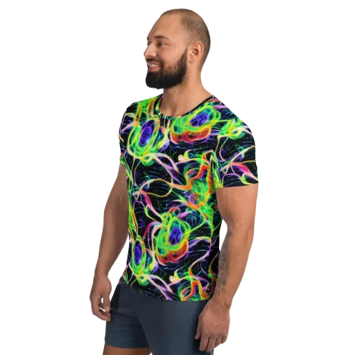 Neon Cell Garden on a Men's Athletic T-Shirt
