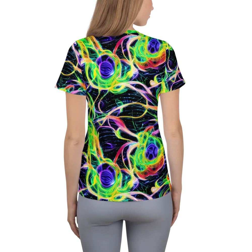 Neon Cell Garden on Women's Athletic T-Shirt — Back
