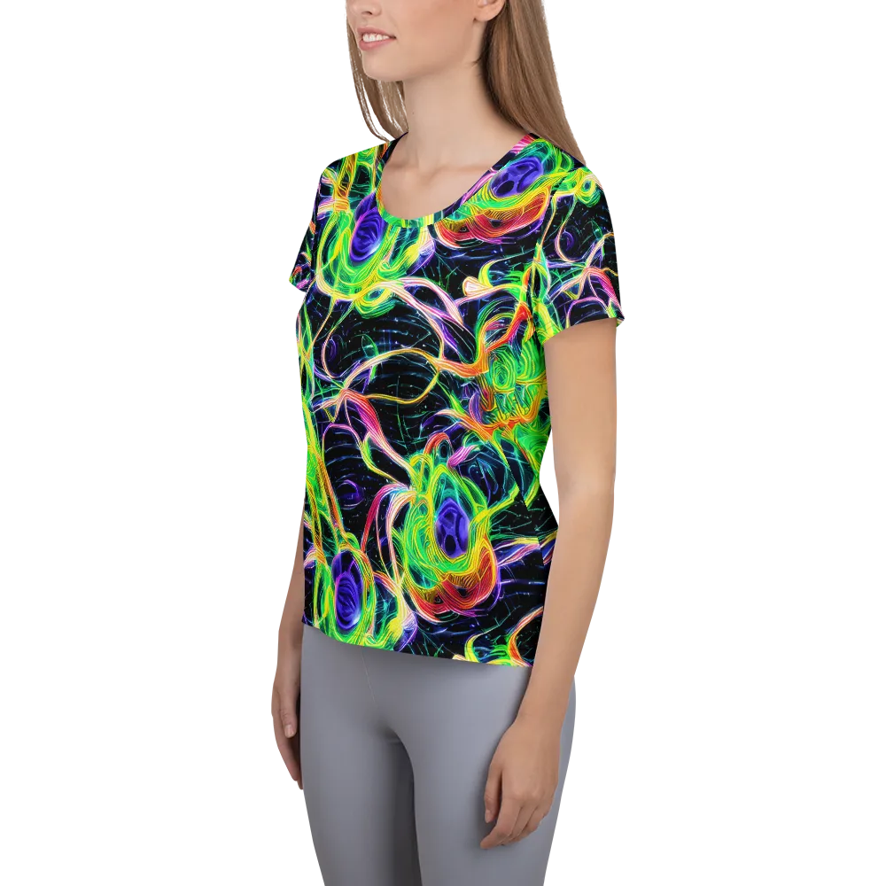 Neon Cell Garden on Women's Athletic T-Shirt — Left