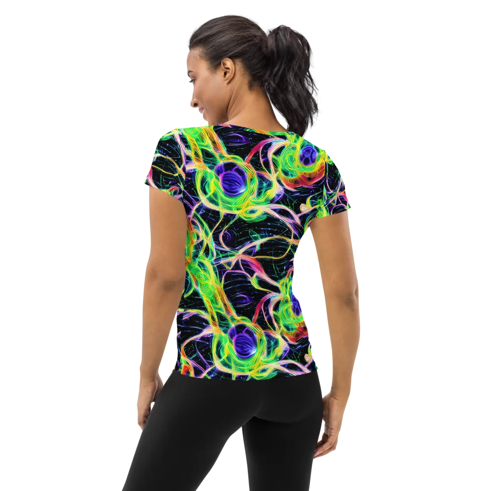 Neon Cell Garden on Women's Athletic T-Shirt — Back
