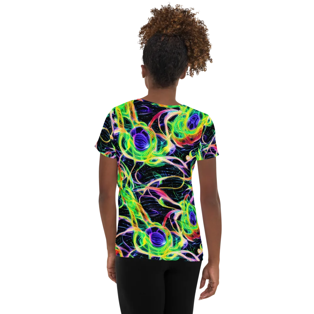 Neon Cell Garden on Women's Athletic T-Shirt — Back
