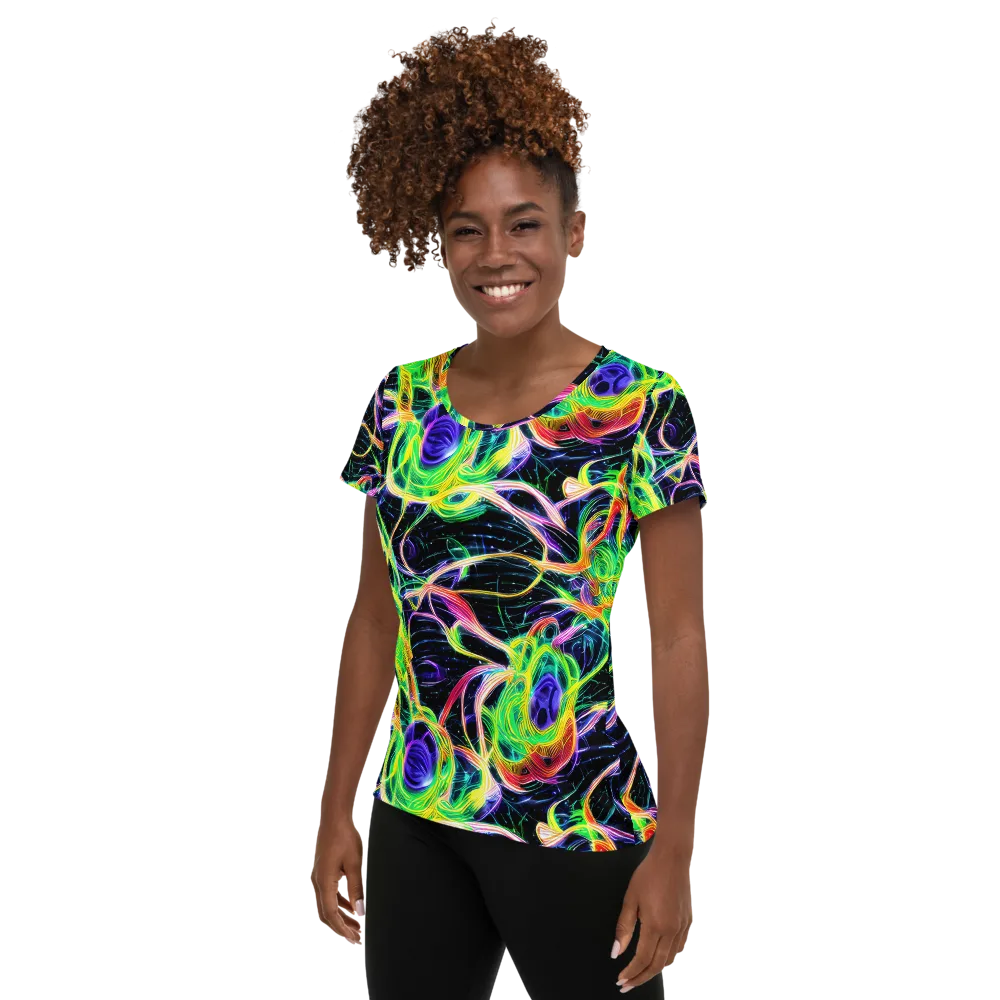 Neon Cell Garden on Women's Athletic T-Shirt — Left
