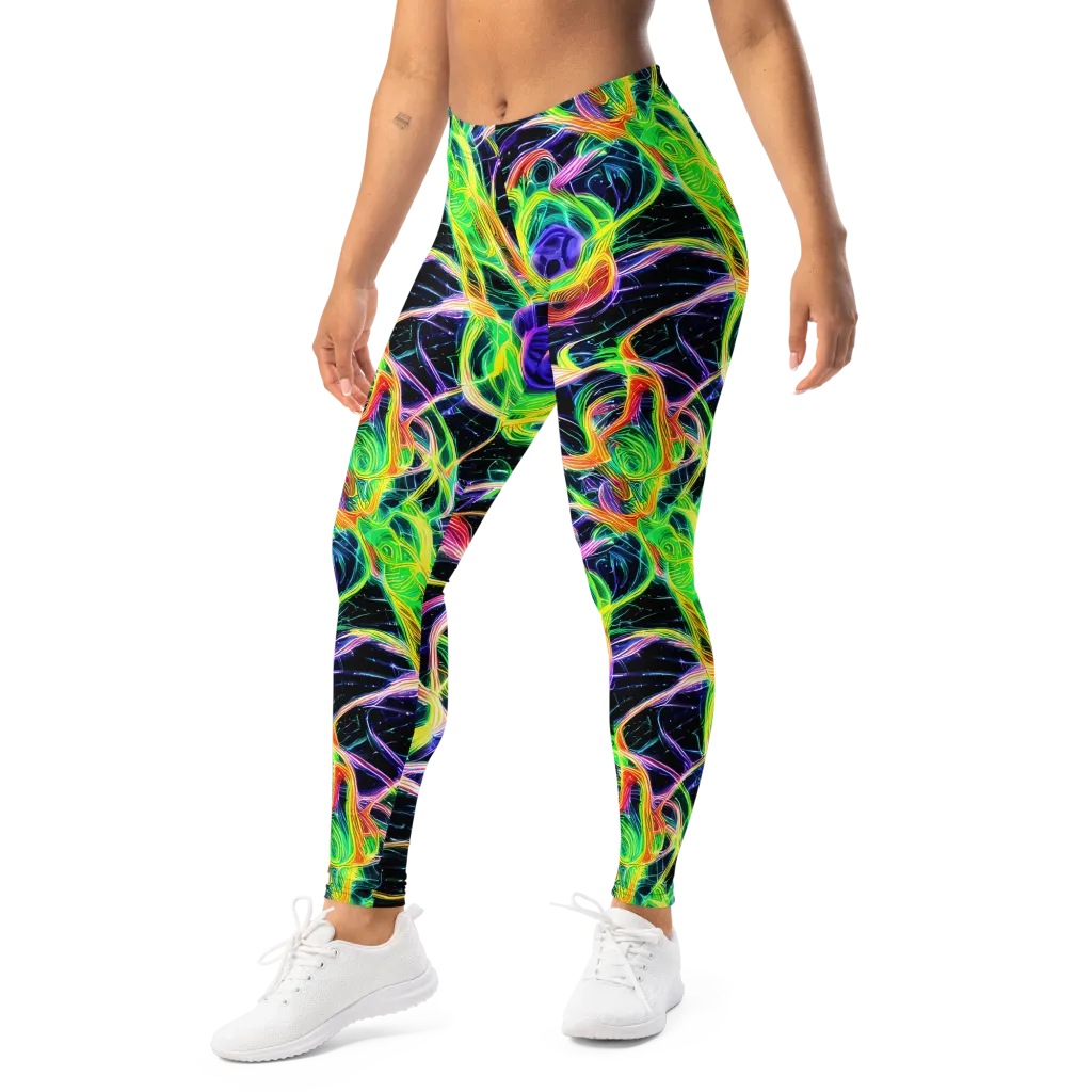 Neon Cell Garden on Leggings — Left Front