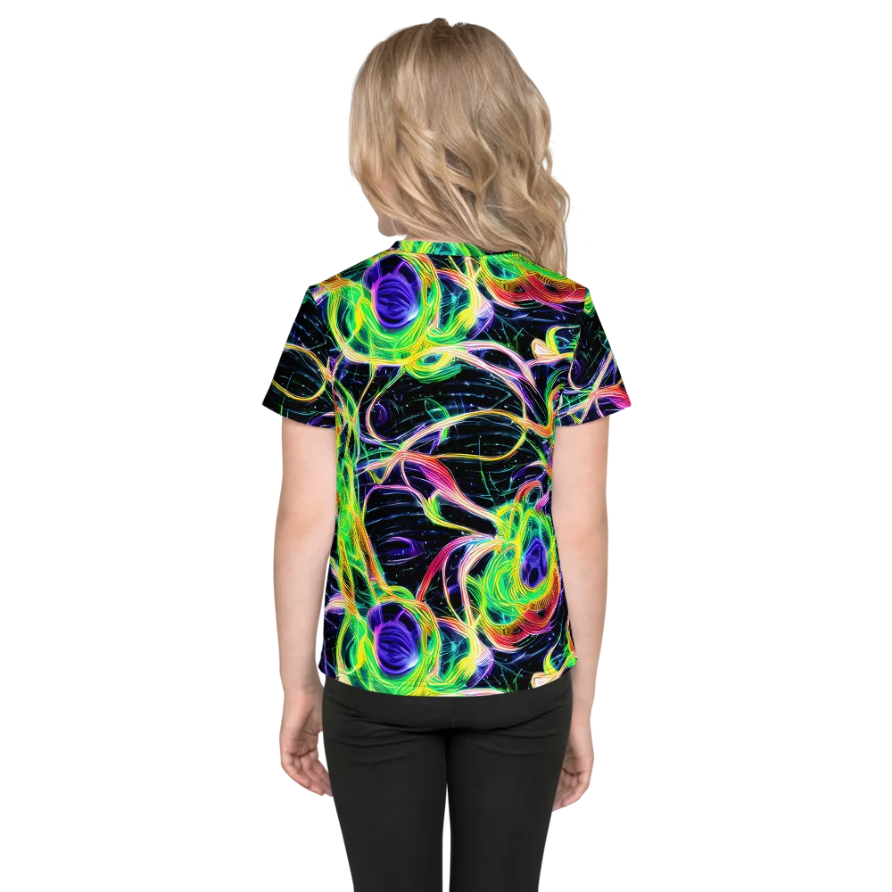 Neon Cell Garden on Kids Crew Neck T-Shirt — Back