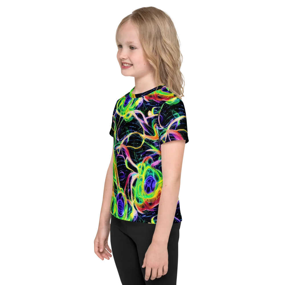 Neon Cell Garden on Kids Crew Neck T-Shirt — Left