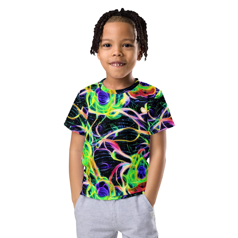 Neon Cell Garden on Kids Crew Neck T-Shirt — Front