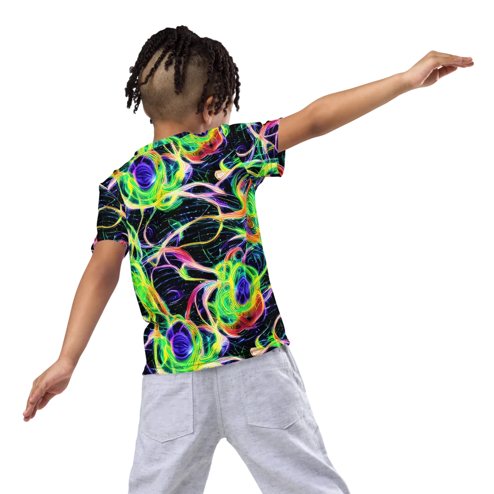 Neon Cell Garden on Kids Crew Neck T-Shirt — Back