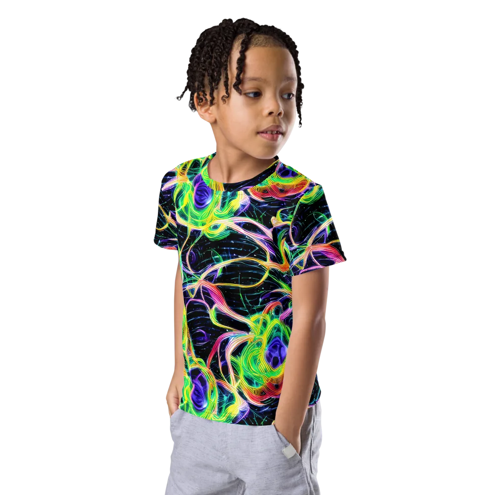 Neon Cell Garden on Kids Crew Neck T-Shirt — Left Front