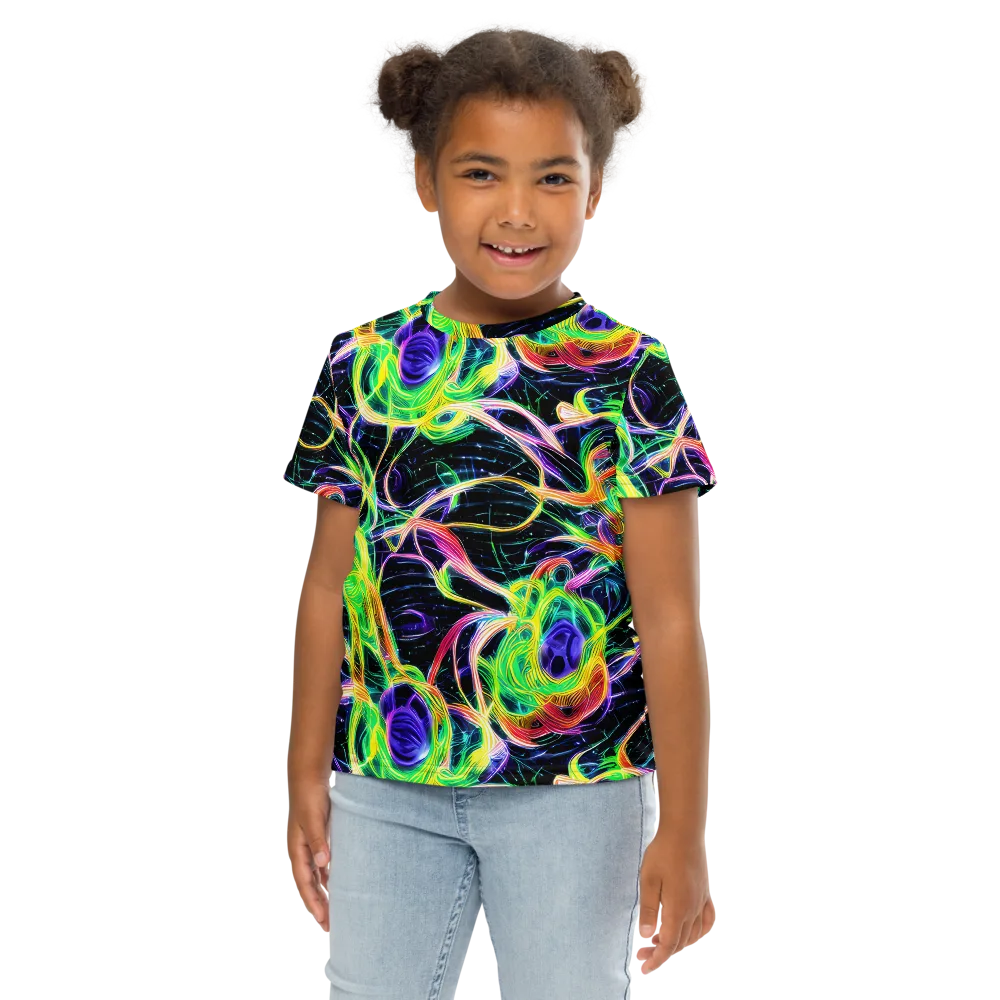 Neon Cell Garden on Kids Crew Neck T-Shirt — Front