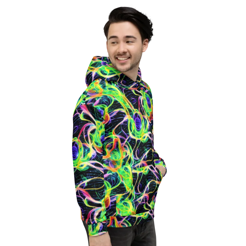 Neon Cell Garden on Hoodie — Right