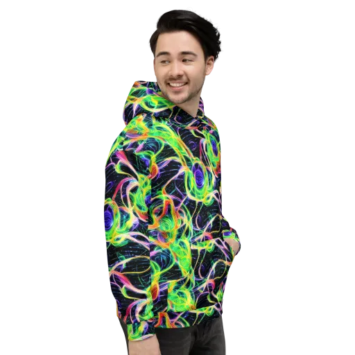 Neon Cell Garden on a Hoodie