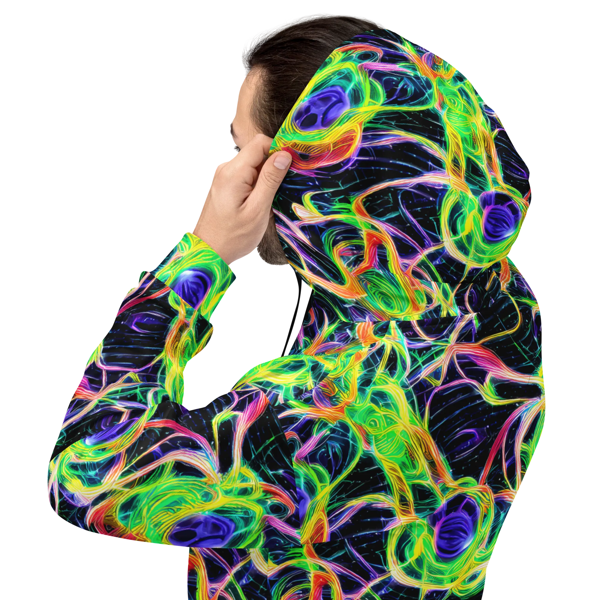 Neon Cell Garden on Hoodie — Back