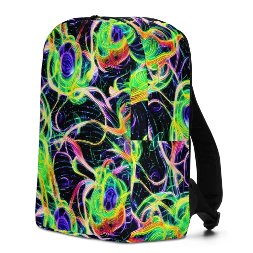 Neon Cell Garden on a Minimalist Backpack