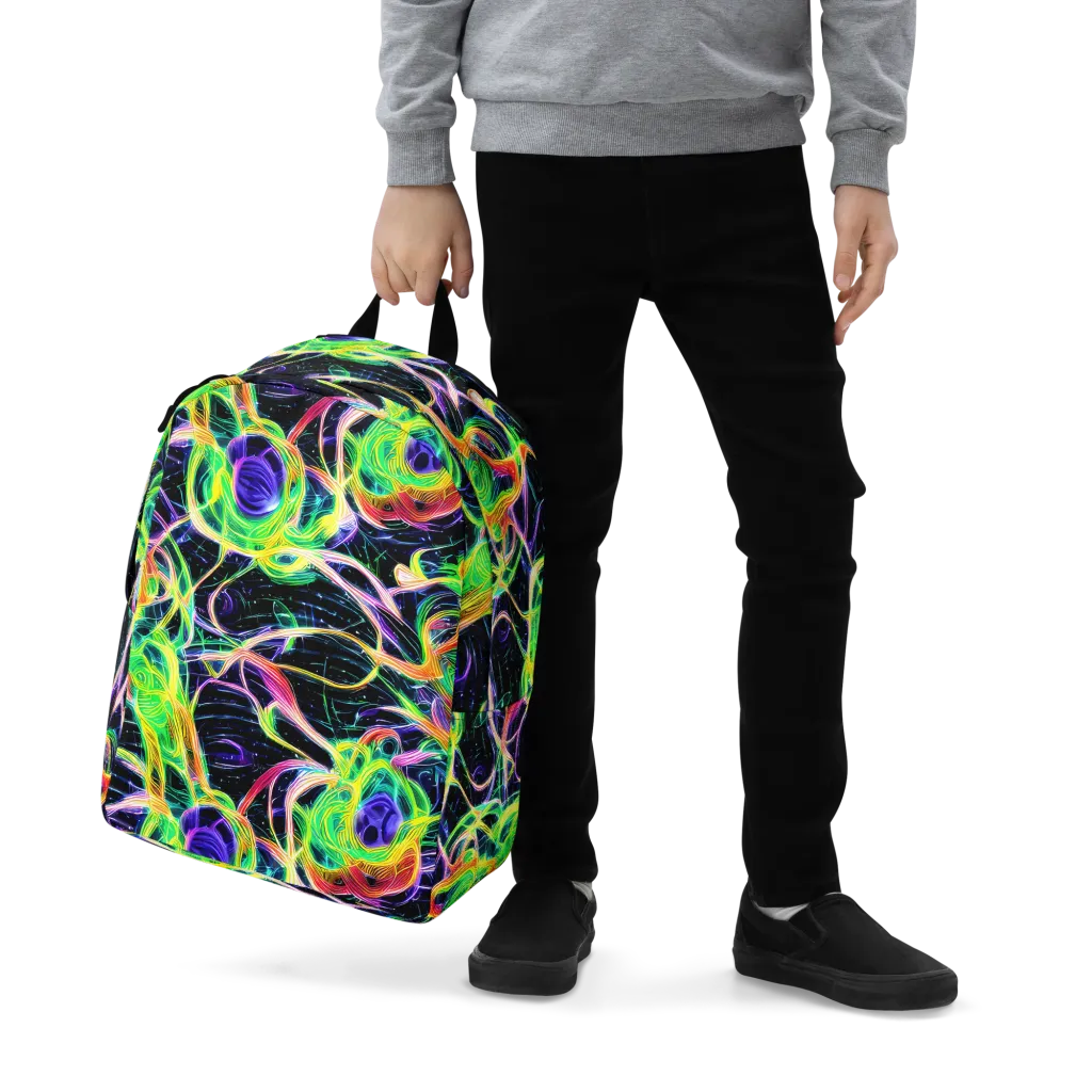 Neon Cell Garden on Minimalist Backpack — Zoomed-in
