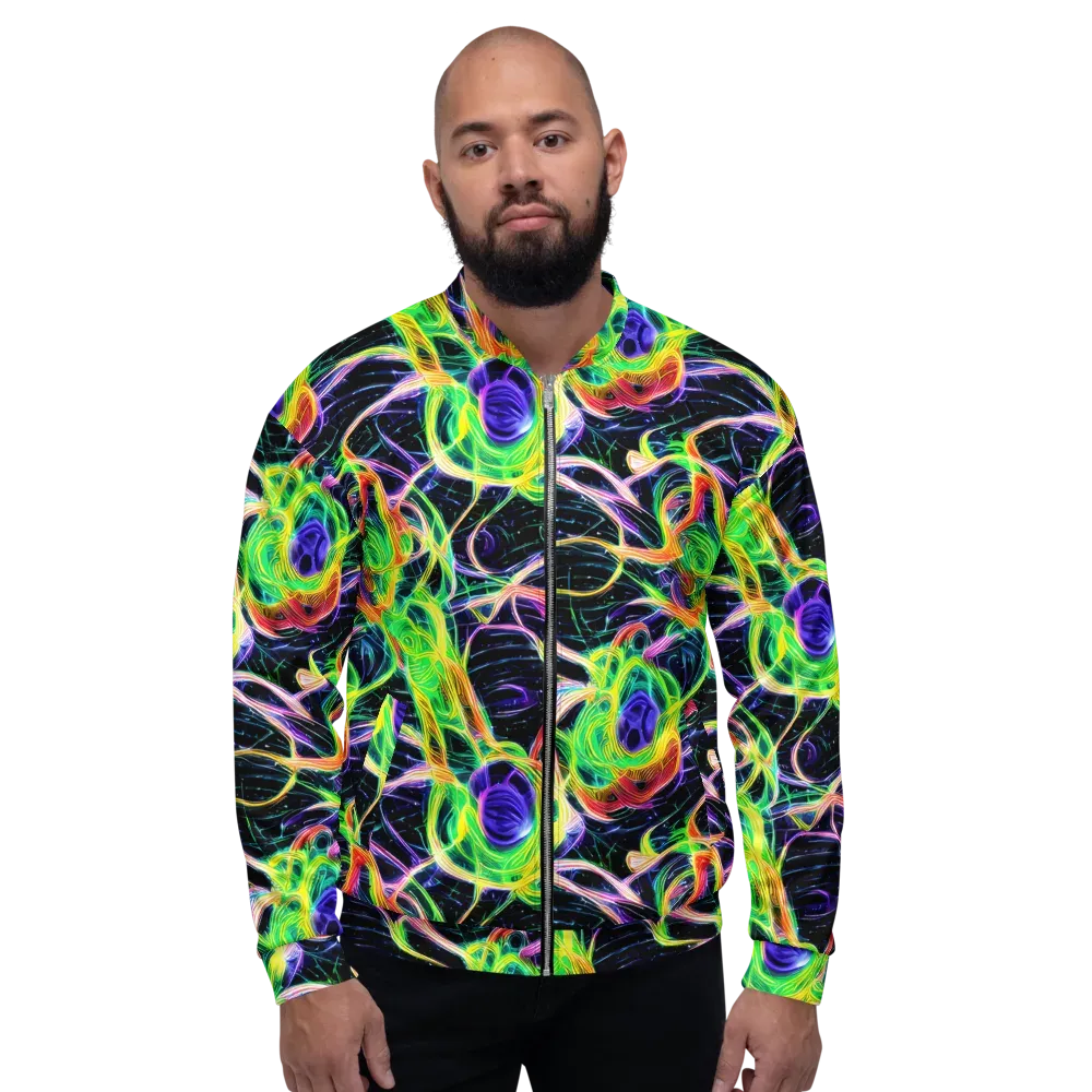 Neon Cell Garden on Bomber Jacket — Front