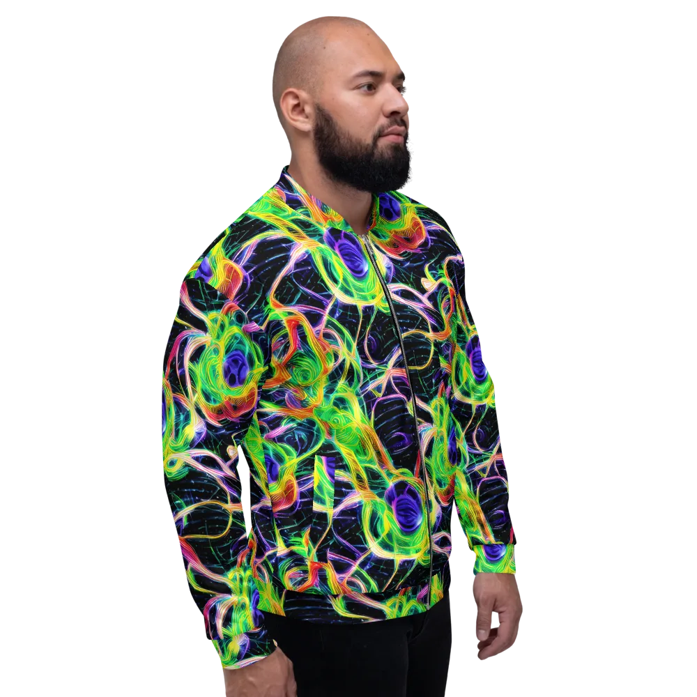 Neon Cell Garden on Bomber Jacket — Right