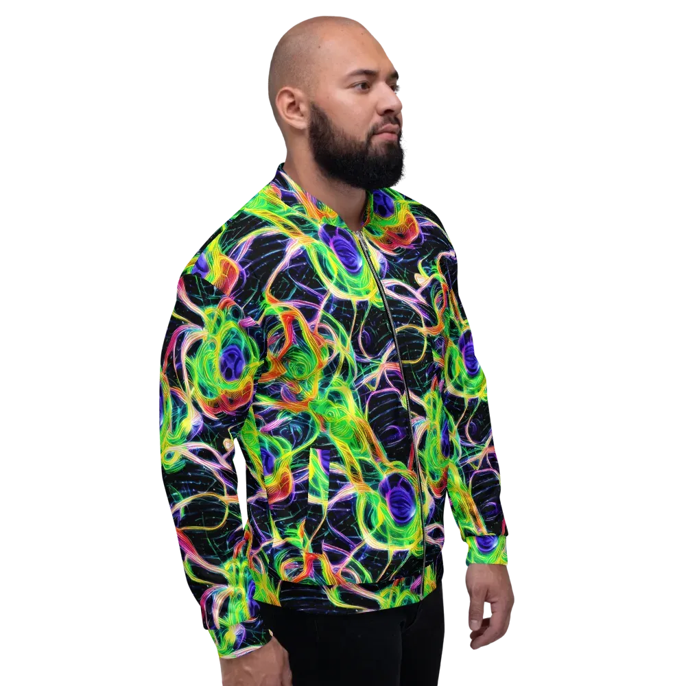 Neon Cell Garden on Bomber Jacket — Right