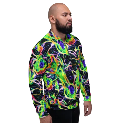Neon Cell Garden on a Bomber Jacket