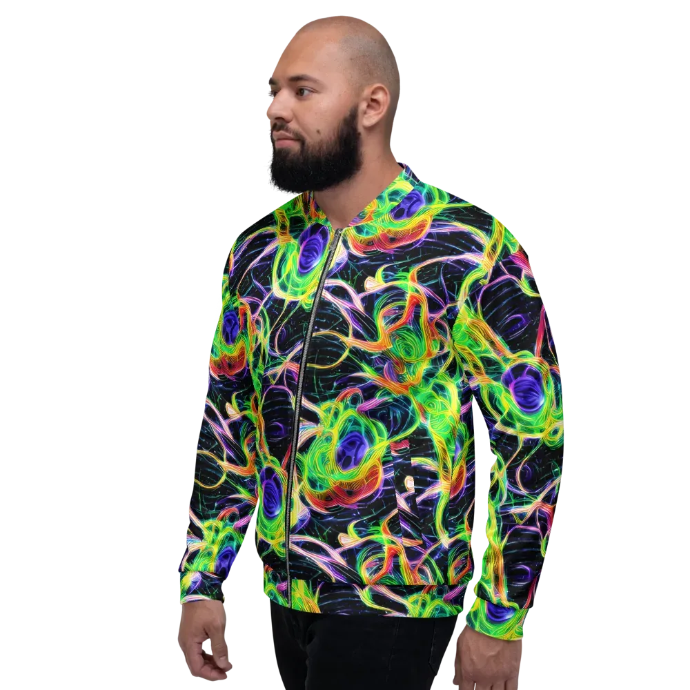 Neon Cell Garden on Bomber Jacket — Left