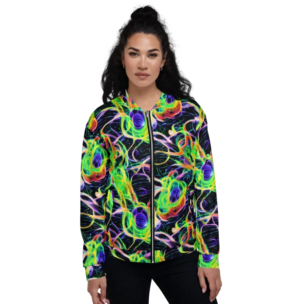 Neon Cell Garden on Bomber Jacket — Front