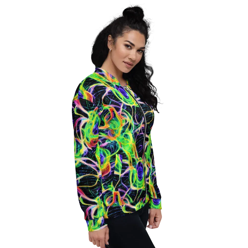 Neon Cell Garden on Bomber Jacket — Right