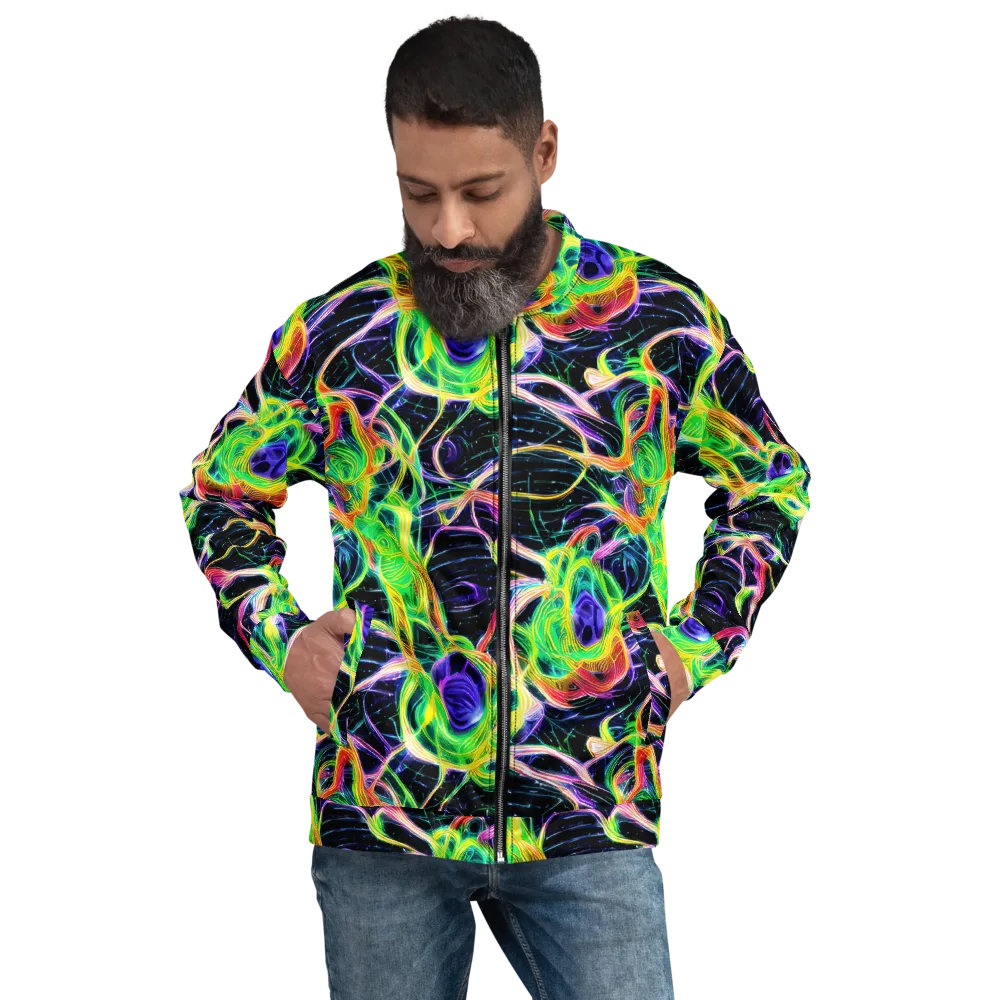 Neon Cell Garden on Bomber Jacket — Front