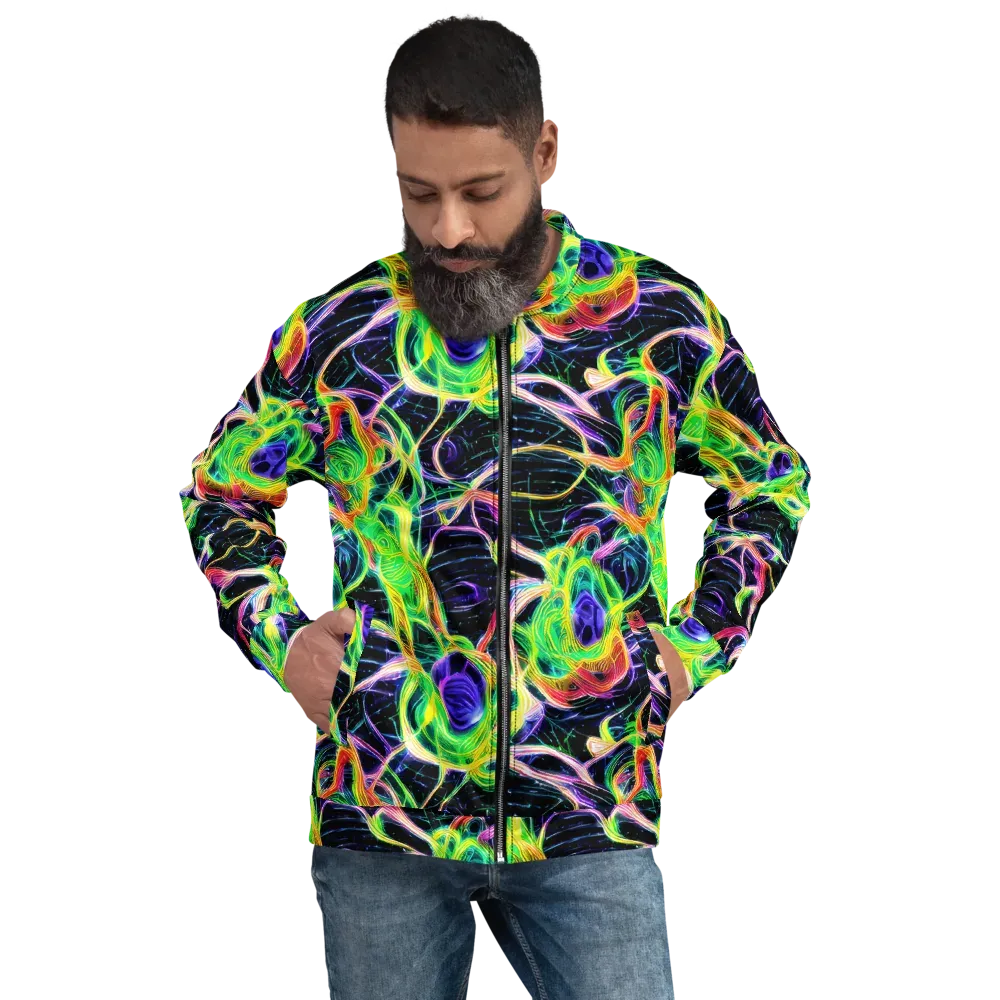 Neon Cell Garden on Bomber Jacket — Front