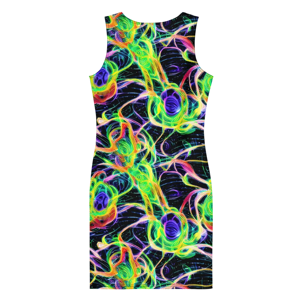 Neon Cell Garden on Bodycon Dress — Back