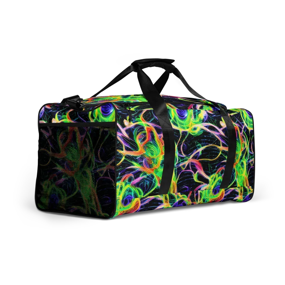 Neon Cell Garden on Duffle Bag — Right Front