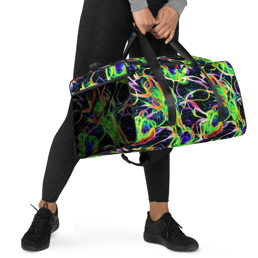 Neon Cell Garden on Duffle Bag — Right Front