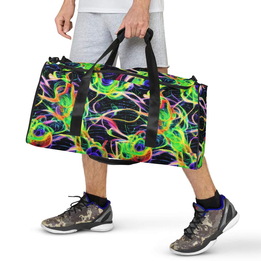 Neon Cell Garden on Duffle Bag — Front