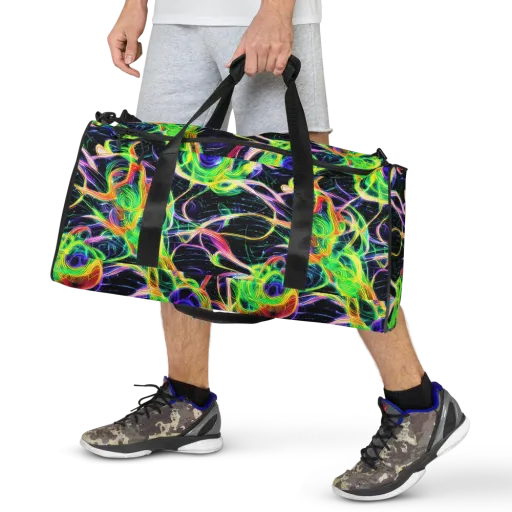 Neon Cell Garden on a Duffle Bag