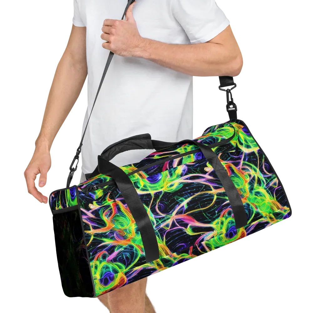 Neon Cell Garden on Duffle Bag — Right Front