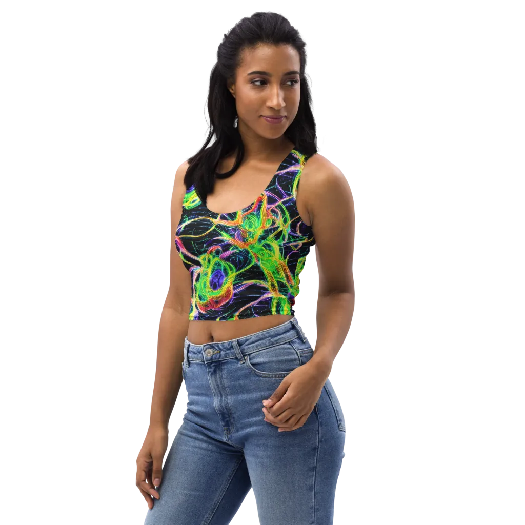 Neon Cell Garden on Crop Top — Left Front