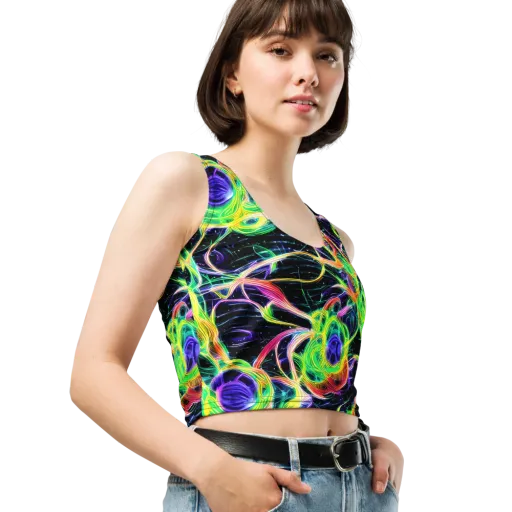 Neon Cell Garden on a Crop Top