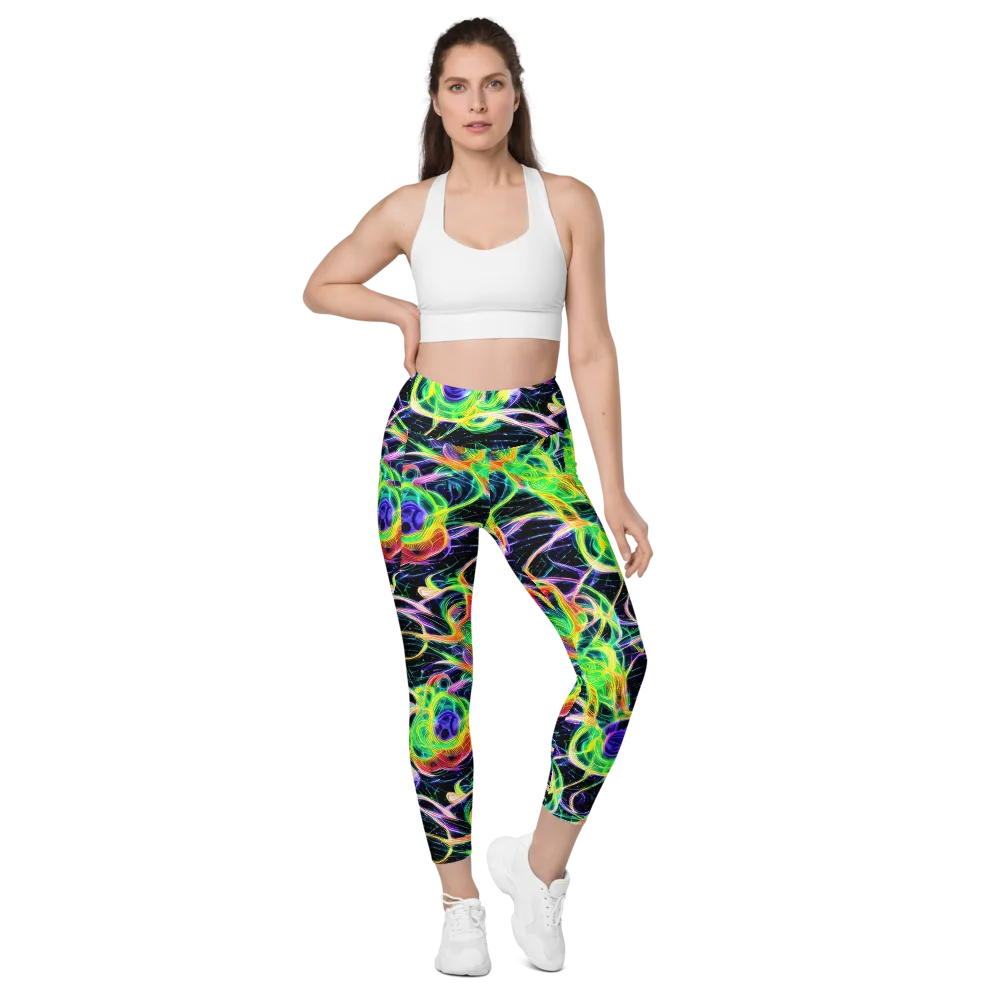 Neon Cell Garden on Leggings with Pockets — Front