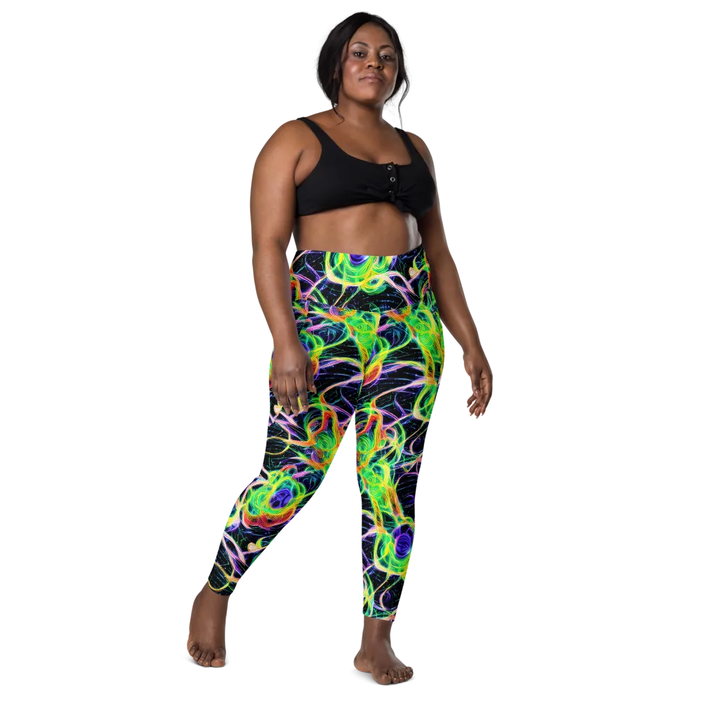 Neon Cell Garden on Leggings with Pockets — Front