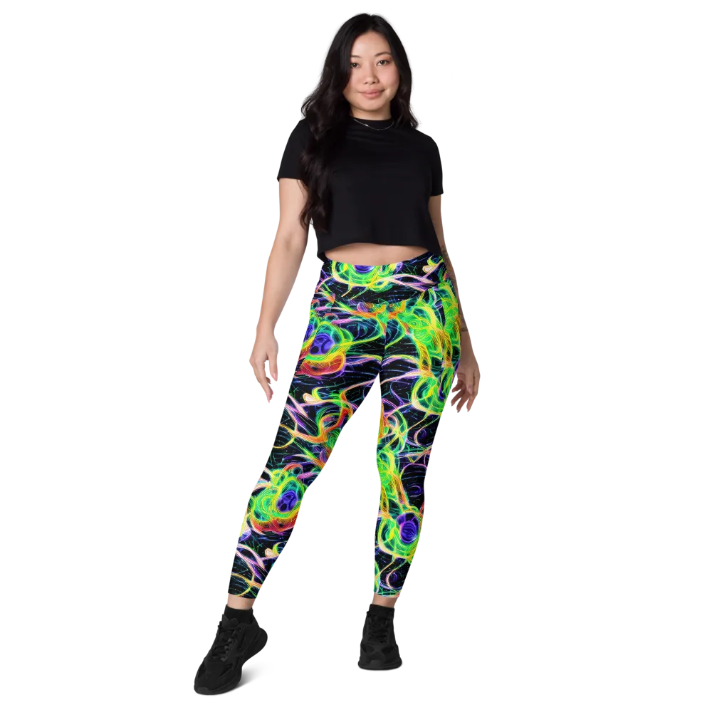 Neon Cell Garden on Leggings with Pockets — Front