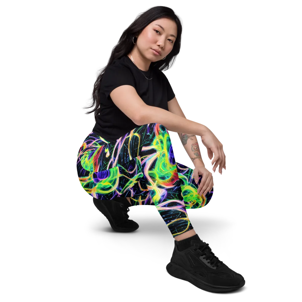 Neon Cell Garden on Leggings with Pockets — Right Front